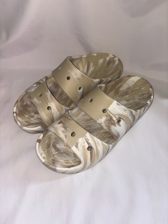 CROCS Shoes - Crocs Tan Marble Slide Sandals Women’s 9 / Men’s 7 Neutral Lightweight Comfort